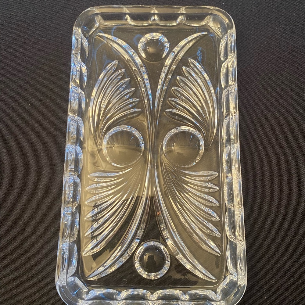 Princess House Clear Cut-Glass Decorative Trinket Tray7 1/4inD 4inW